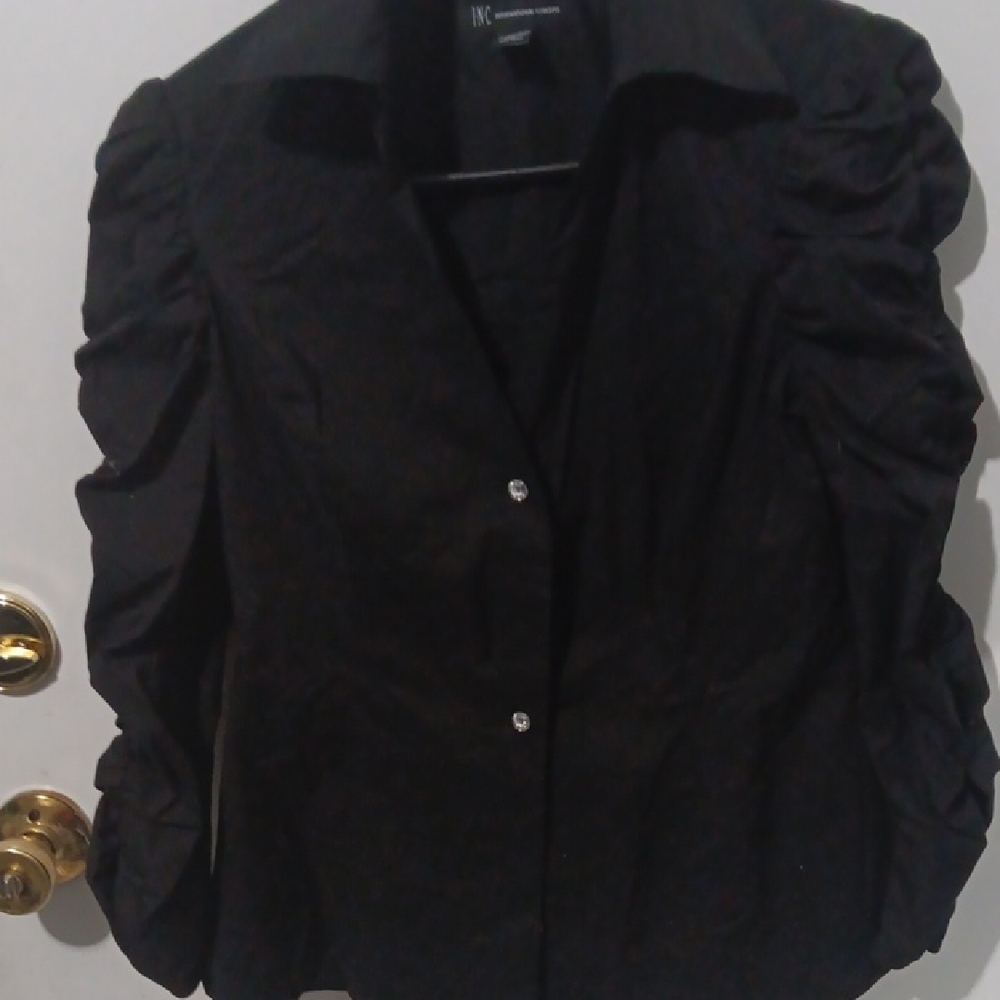 INC International Concepts Black Button Down Shirt